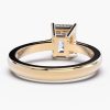 18K Yellow Gold Emerald Solitaire Diamond Ring