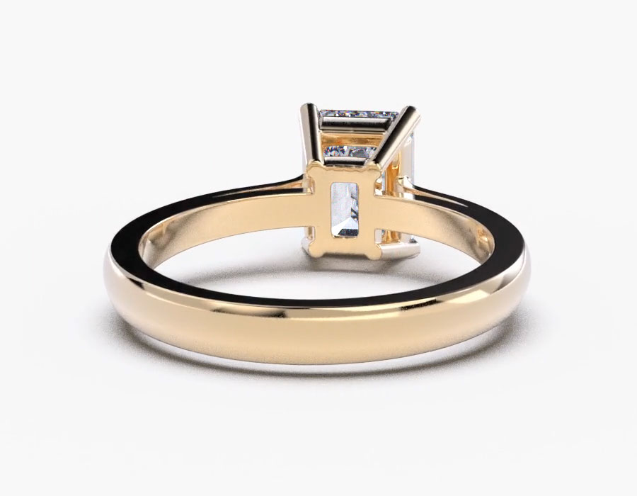 18K Yellow Gold Emerald Solitaire Diamond Ring